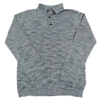 Modro-šedý lehký polo svetr Next