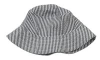 Tmavomodro-bílý pruhovaný krepový klobouk Tu