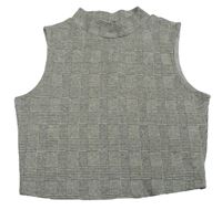 Šedo-černý kostkovaný crop top se stojáčkem New Look
