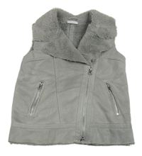 Šedá semišová zateplená vesta Matalan
