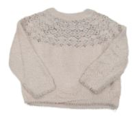 Světlerůžový chlupatý svetr se vzorem Primark