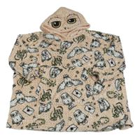 Lososová chlupatá oversize mikina s Hedvikou a kapucí - Harry Potter