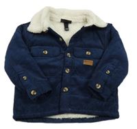 Tmavomodrá manšestrová zateplená bunda s beránkem