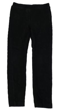 Černé sametové žebrované legíny 