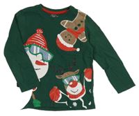 Tmavozelené triko se sněhulákem 