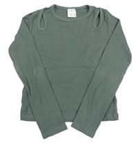 Khakišedé žebrované crop triko s průstřihy Zara