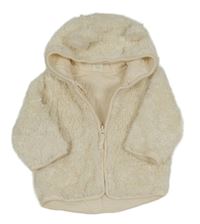 Bílá chlupatá propínací mikina s kapucí H&M