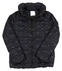 Černá šusťáková prošívaná zimní bunda s mašličkami Cache Cache