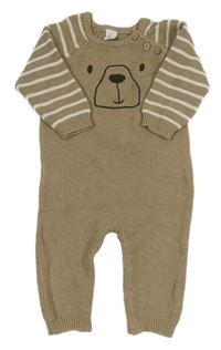 Hnědo-pruhovaný pletený overal s čumákem Topomini