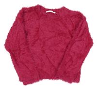 Fuchsiový chlupatý svetr 