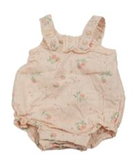 Světlerůžové laclové kraťasy s kytičkami Primark