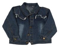 Tmavomodrá riflová bunda s výšivkami 