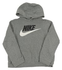 Šedá melírovaná mikina s kapsou a kapucí Nike