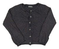 Tmavomodro-barevný pruhovaný propínací svetr Next