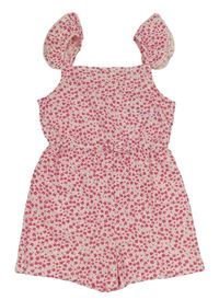 Růžovo-bílý kytičkovaný letní overal Primark 