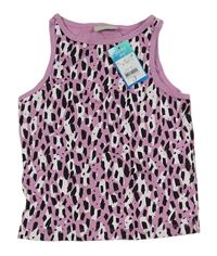 Lila-černo-bílý vzorovaný žebrovaný crop top Matalan