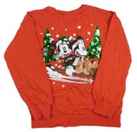 Červená mikina s Mickeym a Minnií George