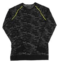 Černo-šedé vzorované army funkční triko Crivit
