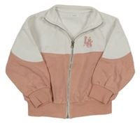 Růžovo-bílá propínací mikina s výšivkou Next 