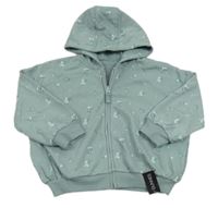 Nové - Světlemodrá kytičkovaná propínací mikina s kapucí Dunnes