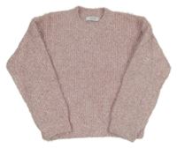 Růžový chlupatý třpytivý svetr Primark