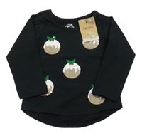 Nové - Černé triko s vánočním motivem z flitrů Tu