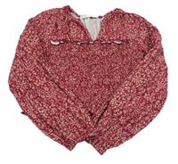 Červená žabičková crop halenka se vzorem Zara