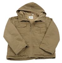 Béžová šusťáková zateplená bunda s kapucí Uniglo