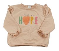 Broskvová mikina s nápisem a volánky LC Waikiki