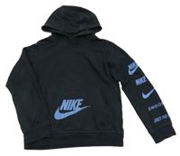 Černá mikina s logy a kapucí Nike