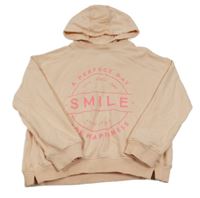 Broskvová mikina s nápisem a kapucí Next