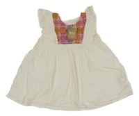 Nové - Bílé krepové šaty s kytičkami Sfera