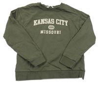 Khaki mikina s nápisem Mango