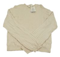 Nové - Smetanový vzorovaný crop svetr H&M