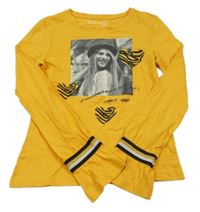 Žluté triko s potiskem Blue Seven