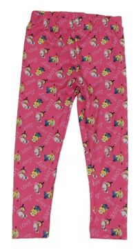 Fuchsiové sportovní legíny s Mimoni 