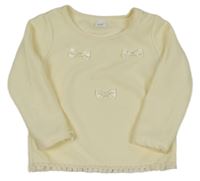 Smetanová vzorovaná mikina s mašličkami