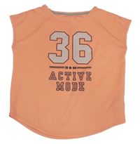 Oranžové sportovní crop tričko s nápisem H&M