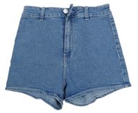 Modré elastické riflové kraťasy Bershka