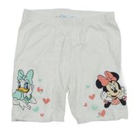 Bílé elastické kraťasy s Minnie a Daisy Disney 