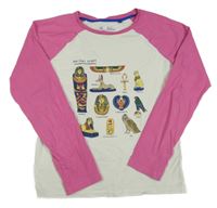 Smetanovo-růžové triko s egyptským motivem Mini Boden