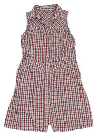 Červeno-modro-bílé kostkované košilové šaty H&M
