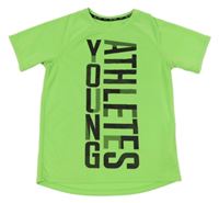 Neonově zelené sportovní tričko s nápisem H&M