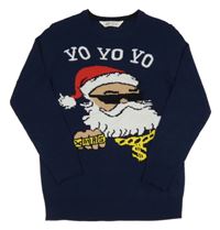 Tmavomodrý svetr se Santou H&M