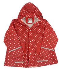 Červeno-bílá puntíkatá nepromokavá bunda s odepínací kapucí Playshoes
