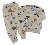 2Set- Světlebéžová melírovaná mikina s Cars + tepláky