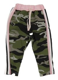 Army-světlerůžové tepláky s pruhy 