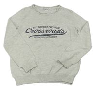 Světlešedý melírovaný svetr s nápisy alive