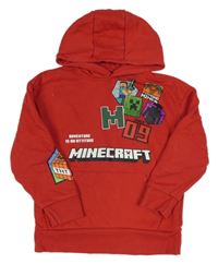 Červená mikina s Minecraft a kapucí PRIMARK