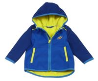 Cobaltově modro-tmavomodrá softshellová bunda s nápisem a kapucí Liegelind